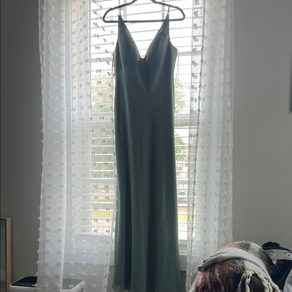 slim fit dress slacks Wedtrend Women Elegant Sage Bridesmaid Dress Mermaid High Neck Satin Open Back Floor Length Wedding Guest Dress, Sage / US20W